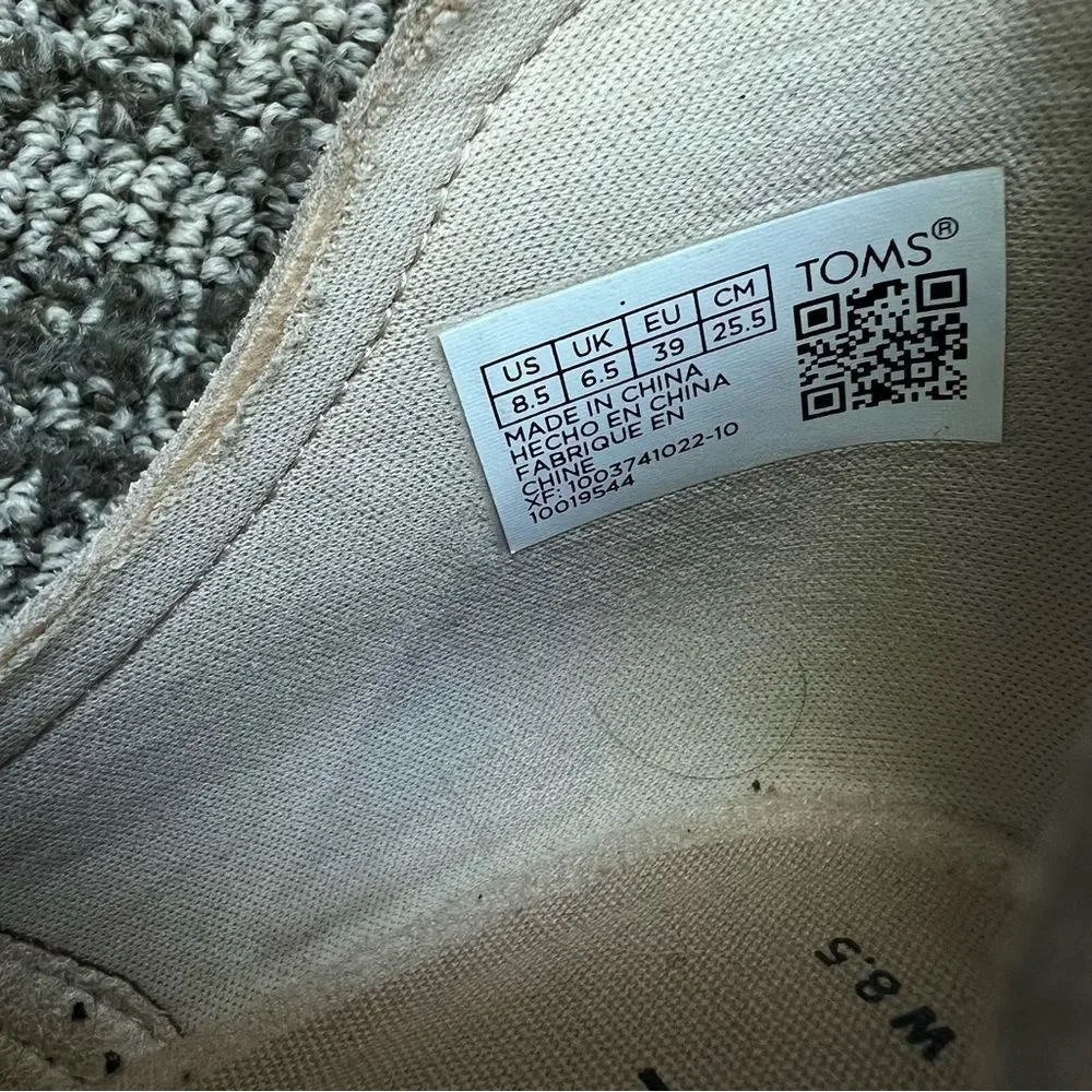 TOMS Slip On Kallie Cutout Wedge Booties Suede Oatmeal‎ Tan Beige Size 8.5